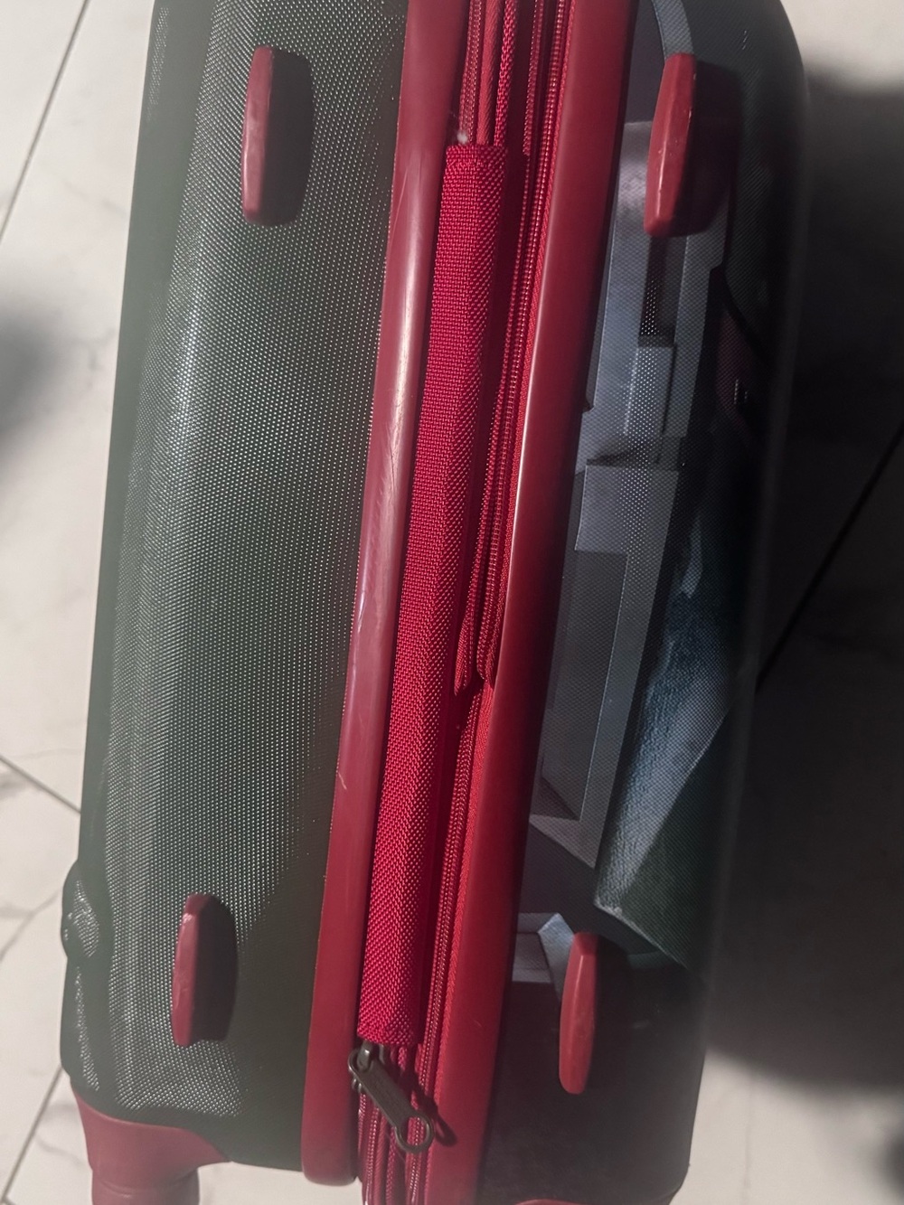 Green Hardshell Carry-On with red Accents - Picture 10 of 11